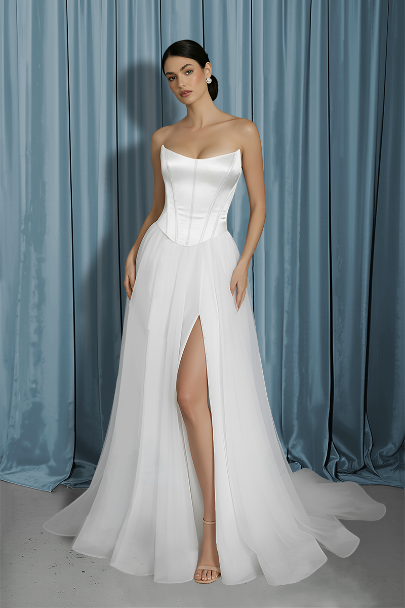Scooped Bustier + A-Line With Slit