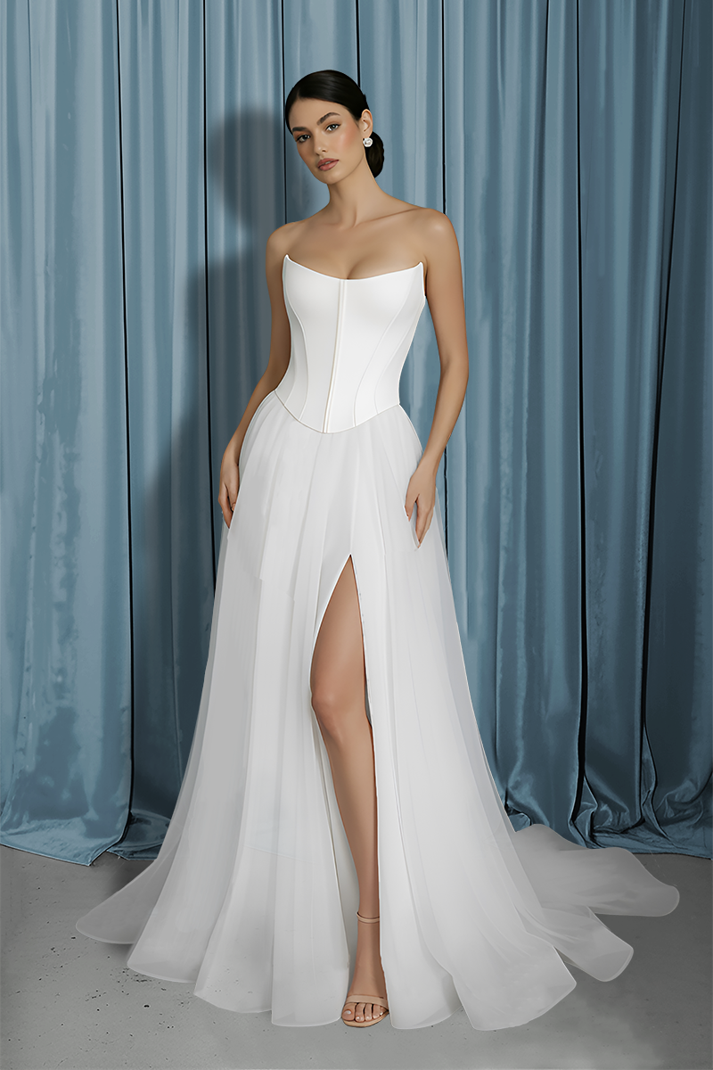 Scooped Bustier + A-Line With Slit