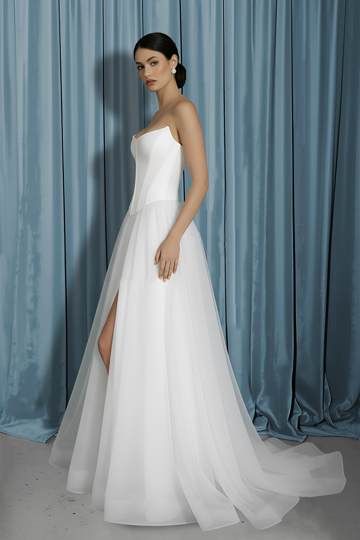 Scooped Bustier + A-Line With Slit