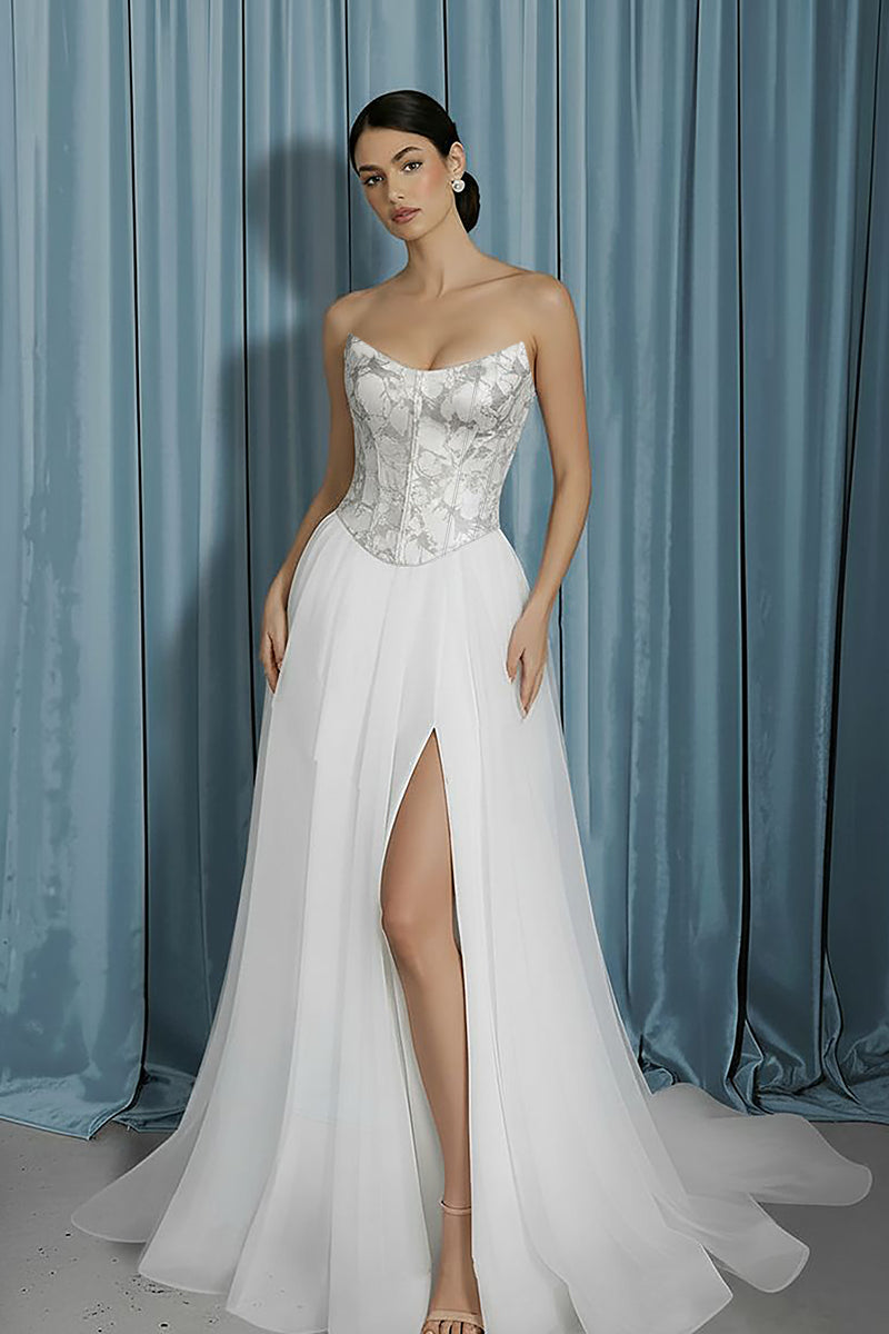 Scooped Bustier + A-Line With Slit