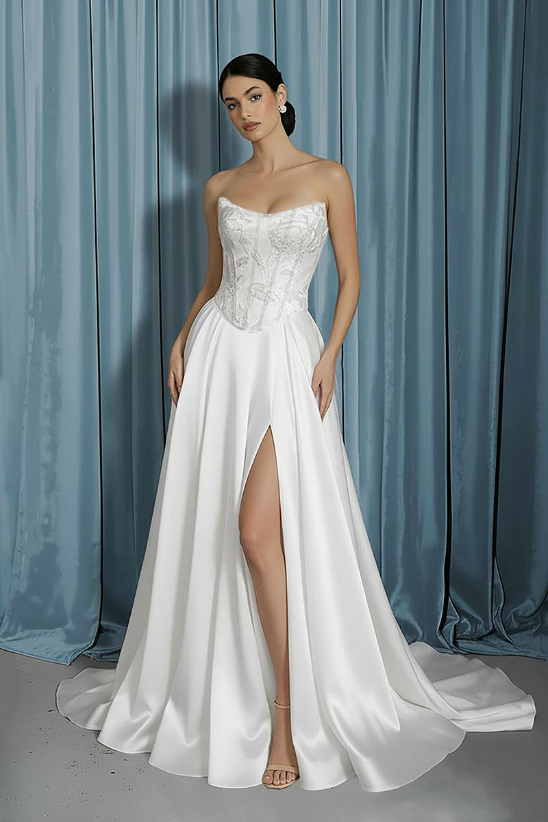 Scooped Bustier + A-Line With Slit