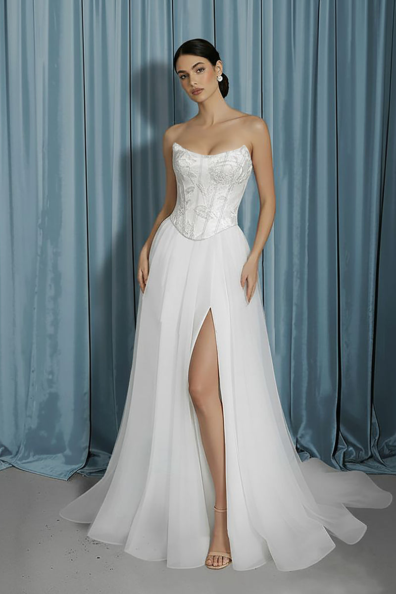 Scooped Bustier + A-Line With Slit