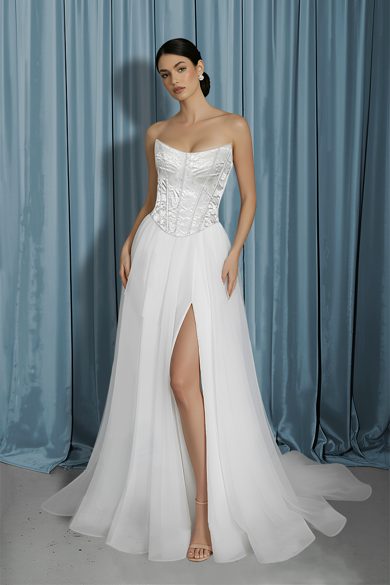 Scooped Bustier + A-Line With Slit
