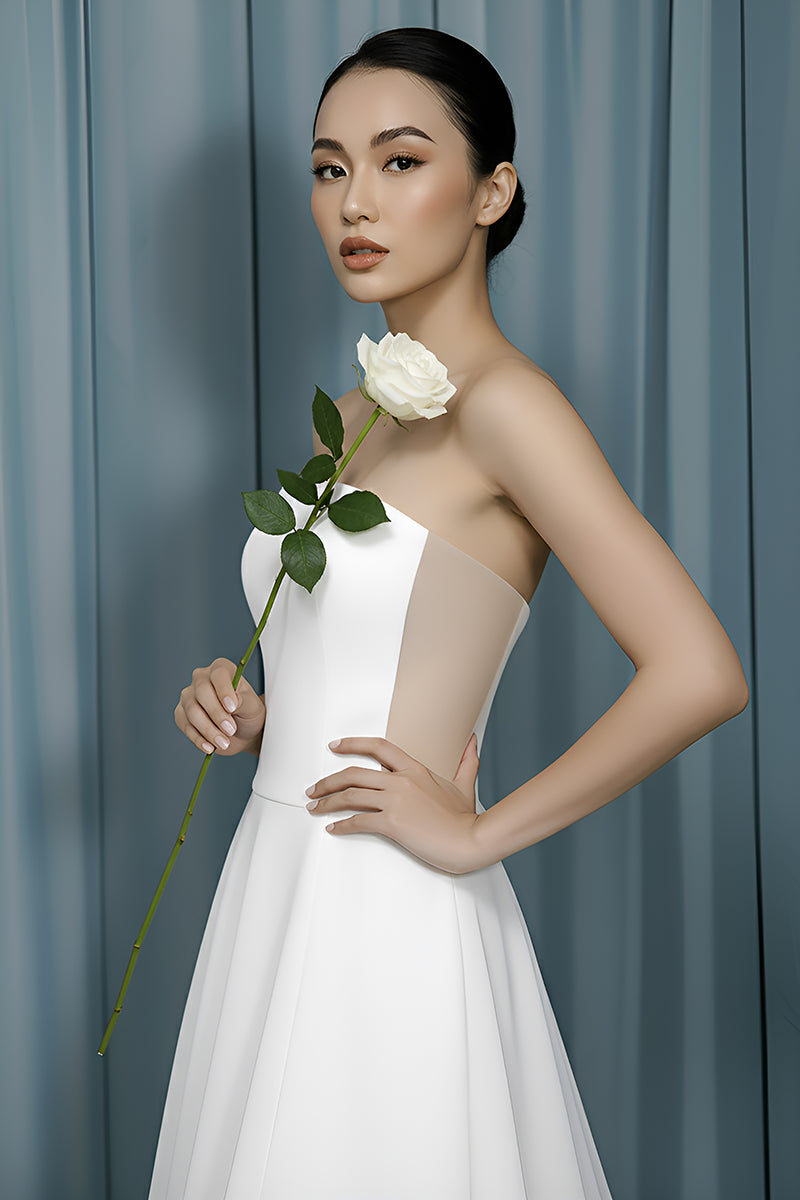 Rounded Bustier + A-Line With Slit