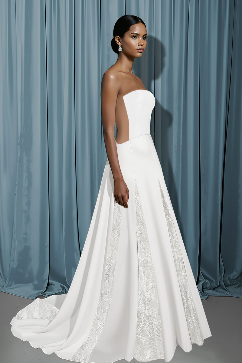 Rounded Bustier + A-Line W/ Godets