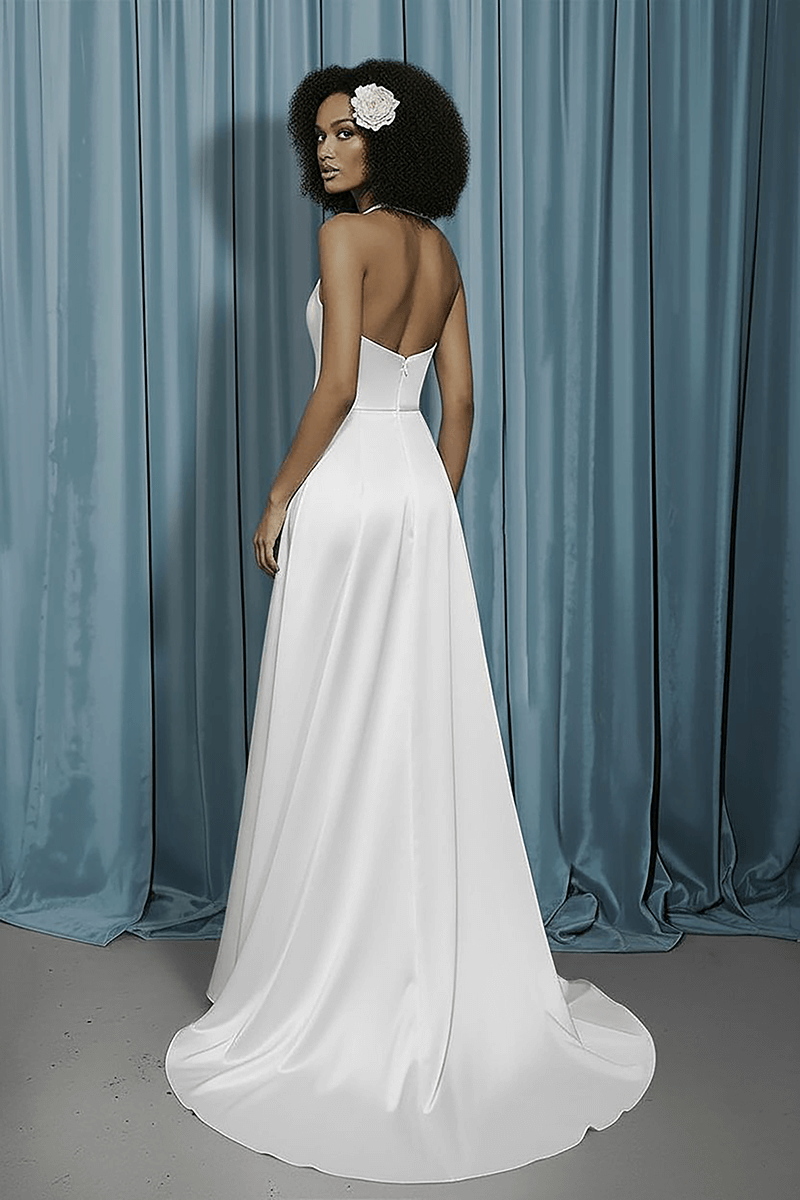 Halter Neck + A-Line With Slit
