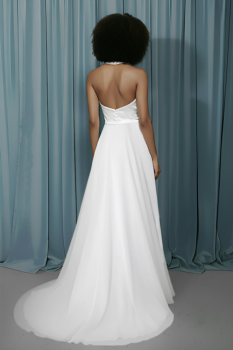 Halter Neck + A-Line With Slit