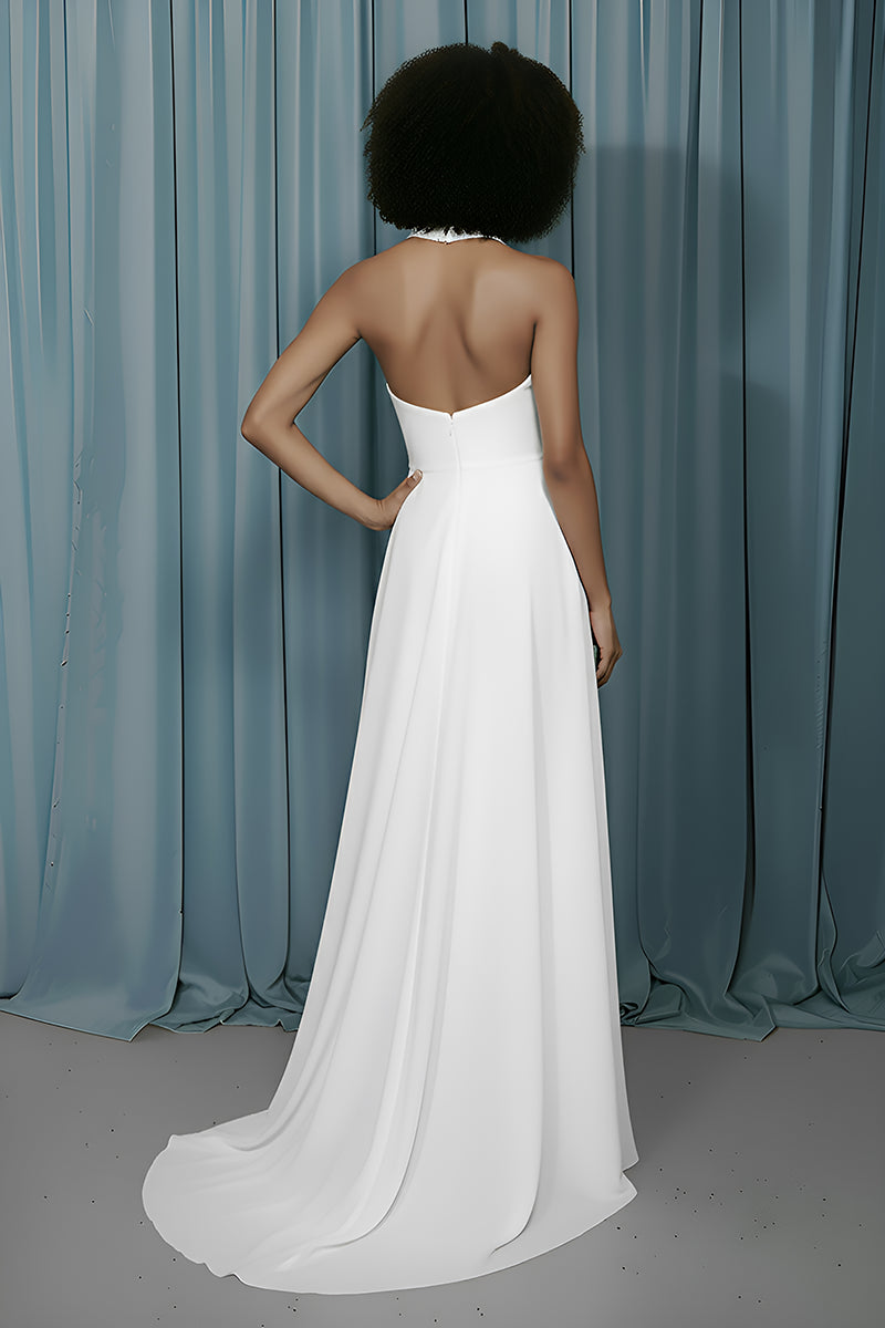 Halter Neck + A-Line With Slit