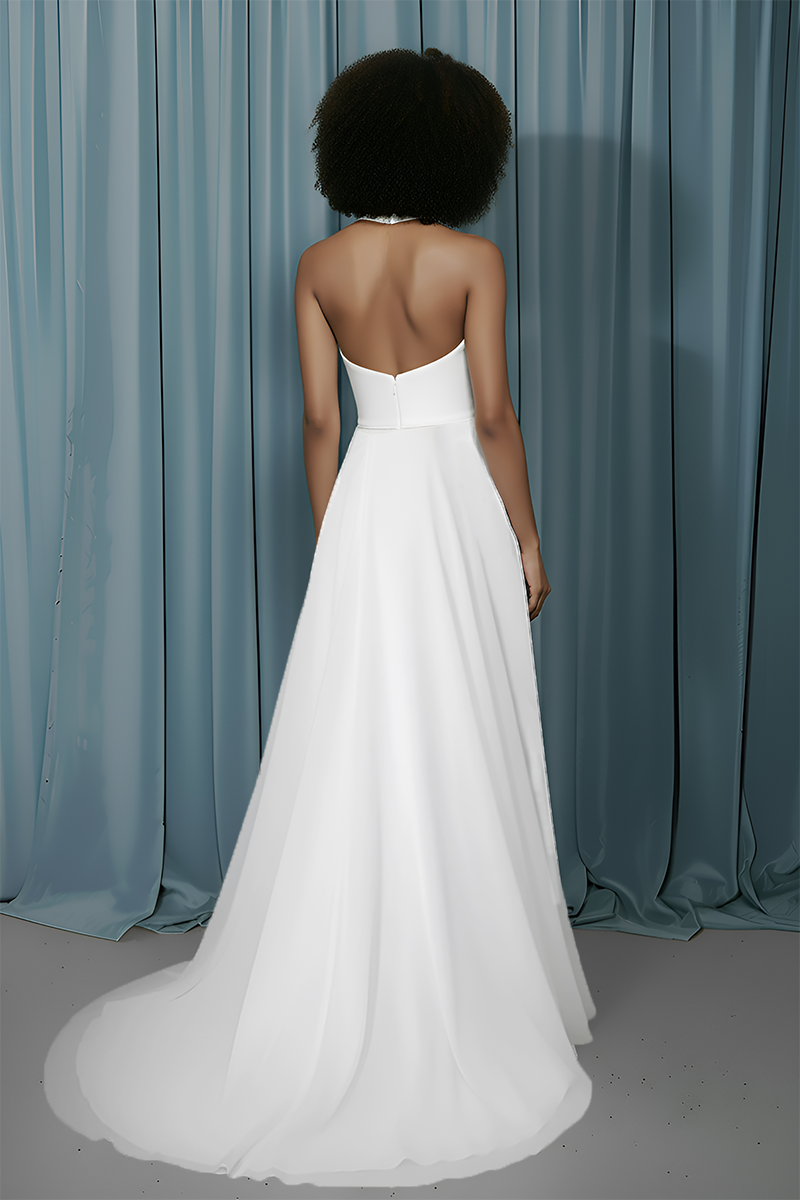 Halter Neck + A-Line With Slit