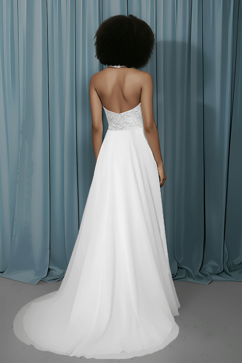 Halter Neck + A-Line With Slit