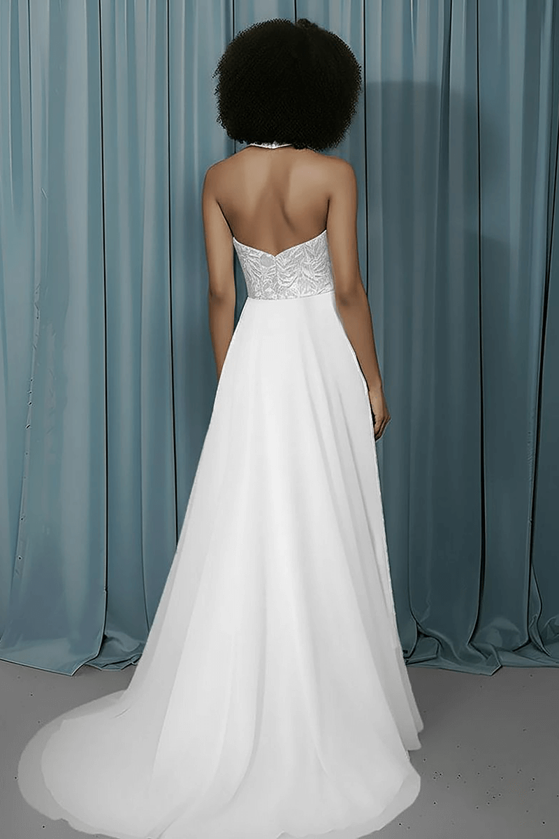 Halter Neck + A-Line With Slit