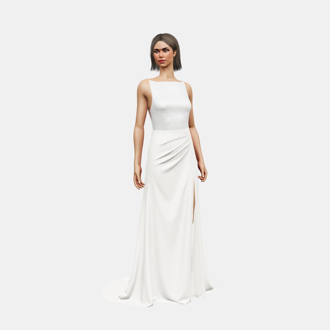 Boat + draped Shinny Charmeuse / Matt Silk