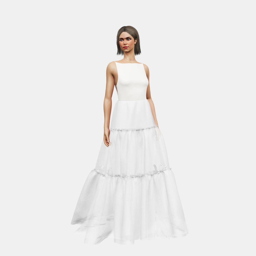 Boat + A-lined tiered tulle Matt Silk / Chiffon