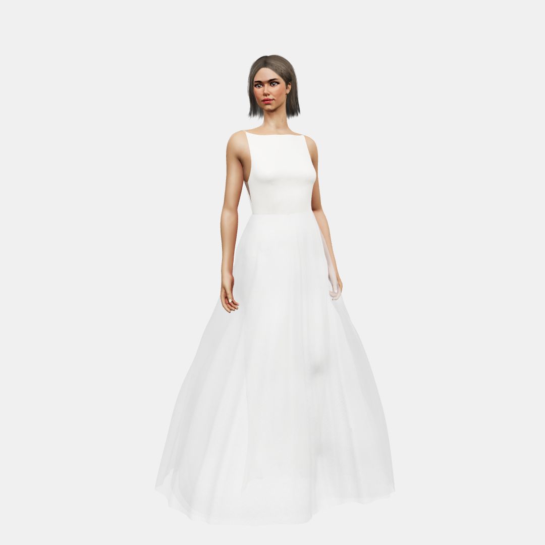 Boat + A-lined tulle Matt Silk / Chiffon