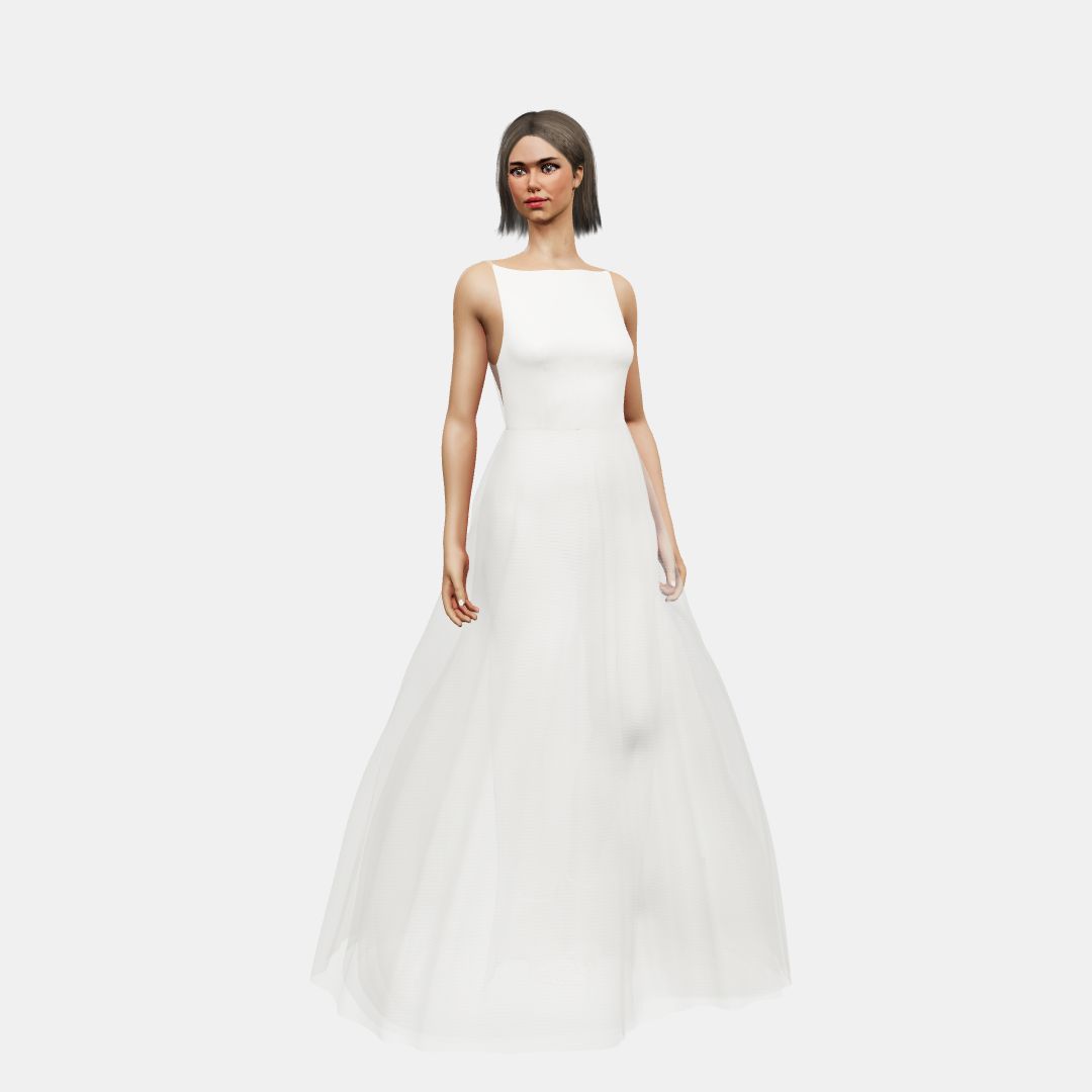 Boat + A-lined tulle Matt Silk / Tulle-Ivory