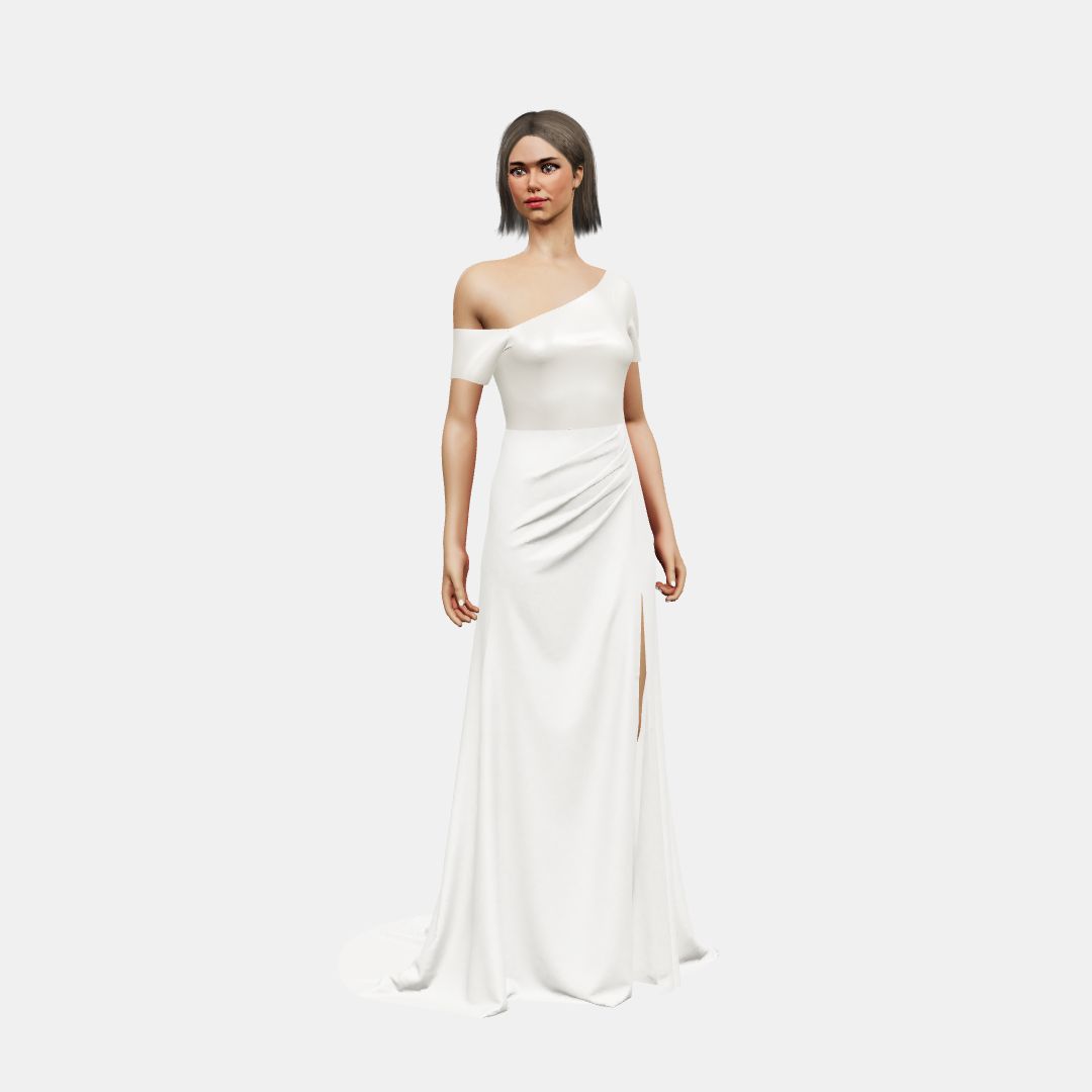 Assymetrical + draped Heavy Satin / Matt Silk