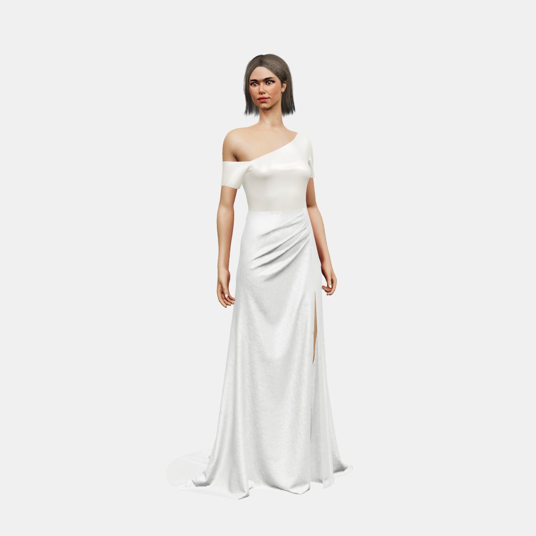 Assymetrical + draped Heavy Satin / Shinny Charmeuse