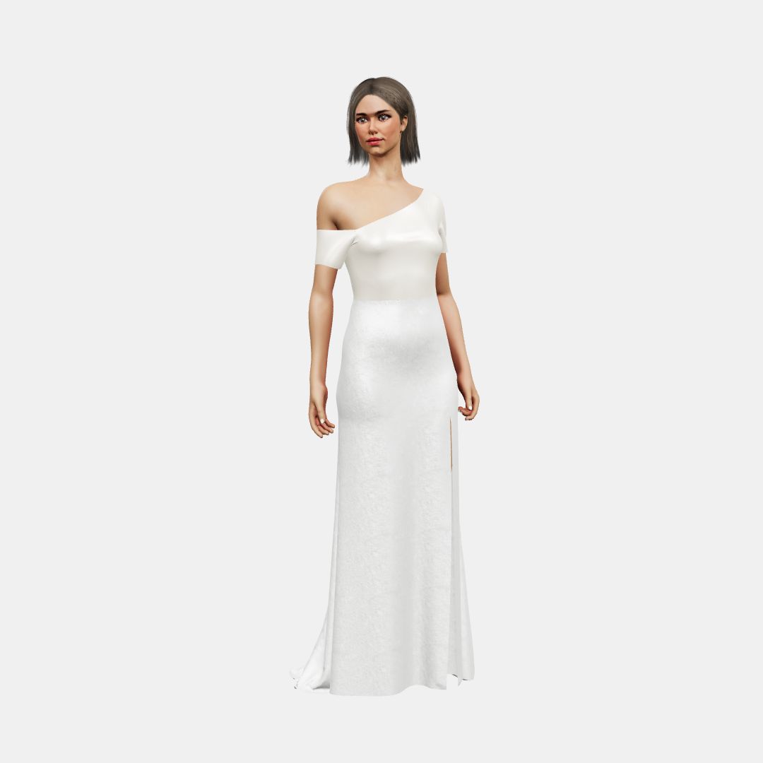 Assymetrical + column with slit Heavy Satin / Shinny Charmeuse