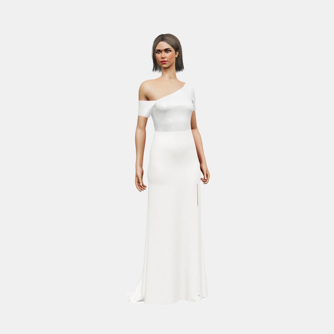 Assymetrical + column with slit Shinny Charmeuse / Matt Silk