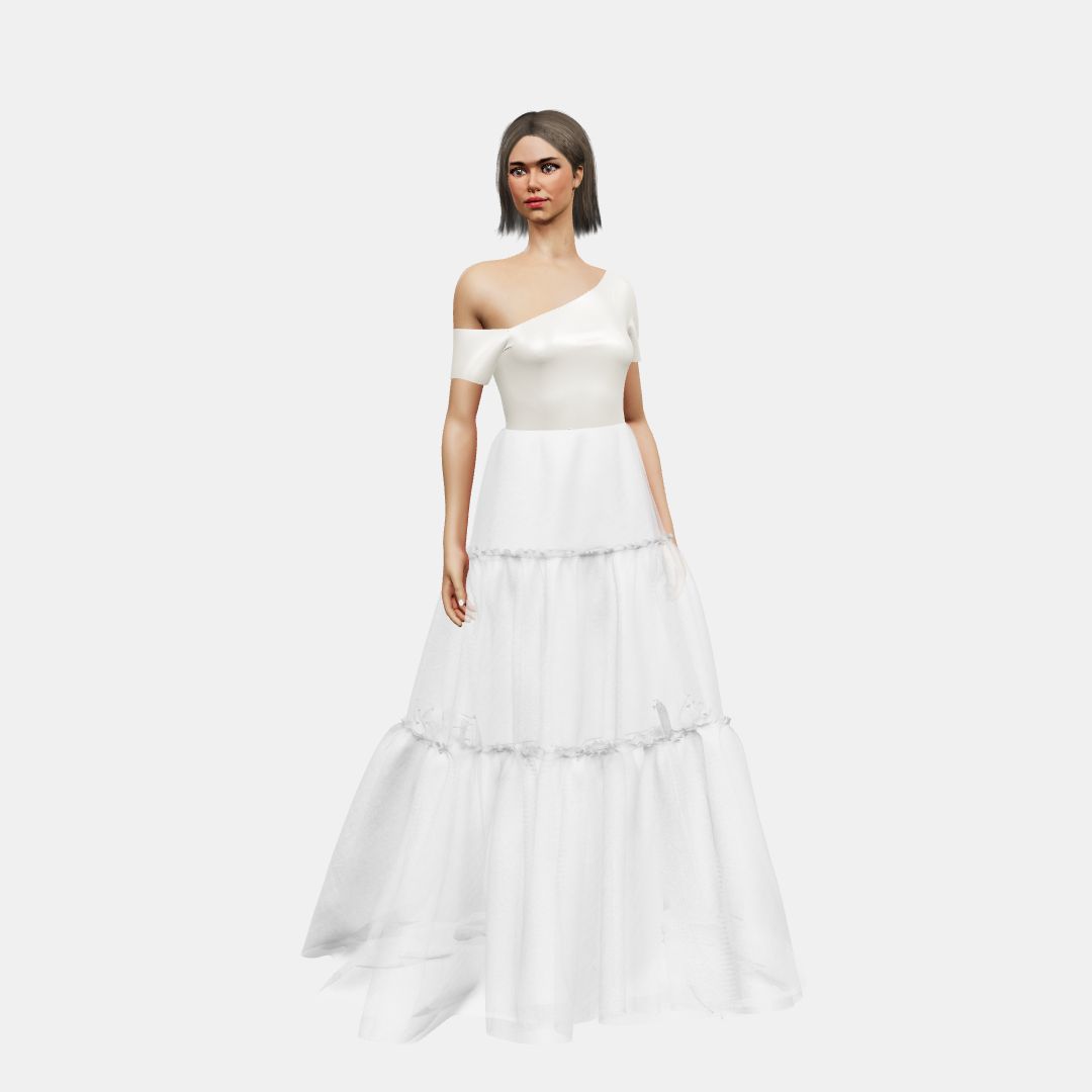 Assymetrical + A-lined tiered tulle Heavy Satin / Chiffon