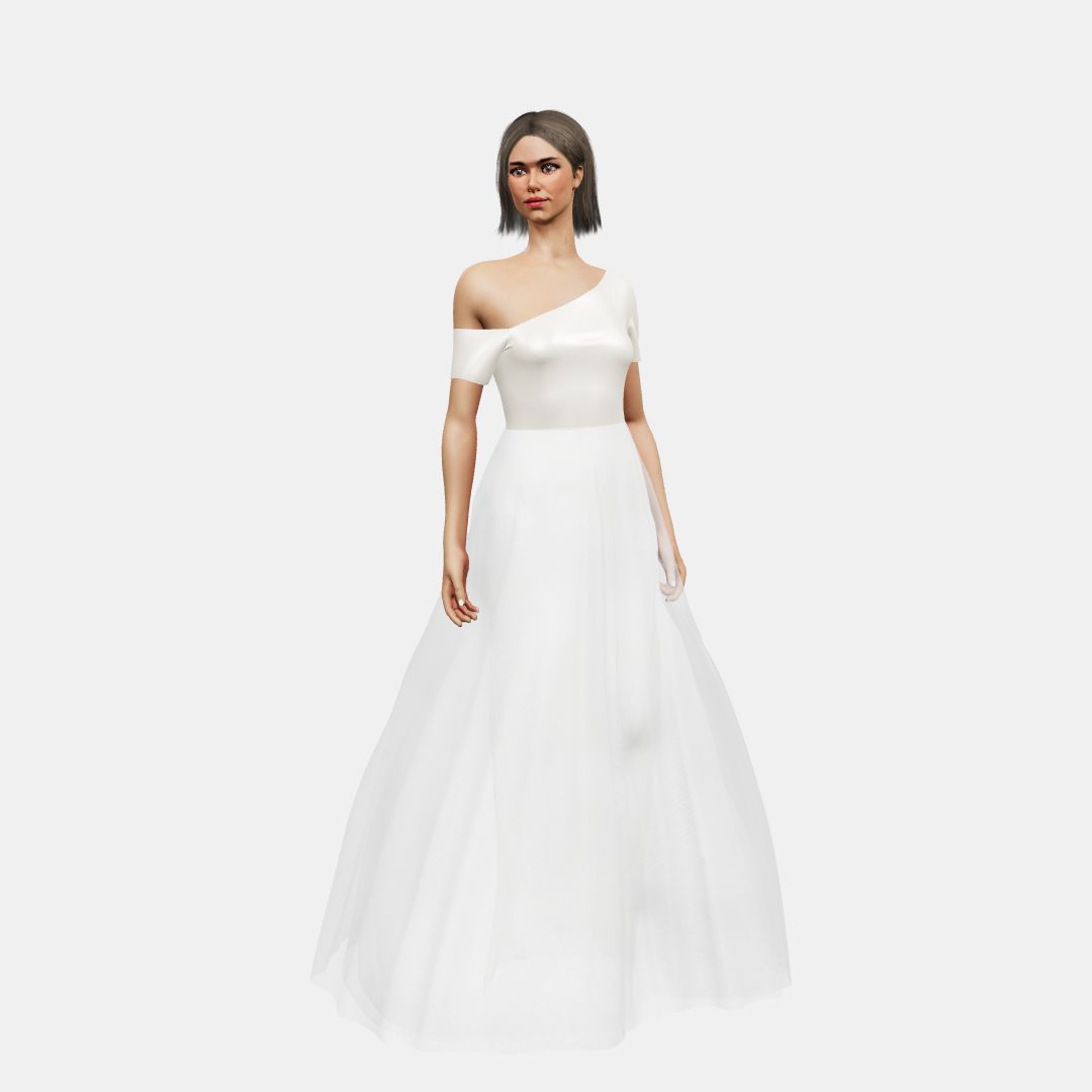 Assymetrical + A-lined tulle Heavy Satin / Chiffon