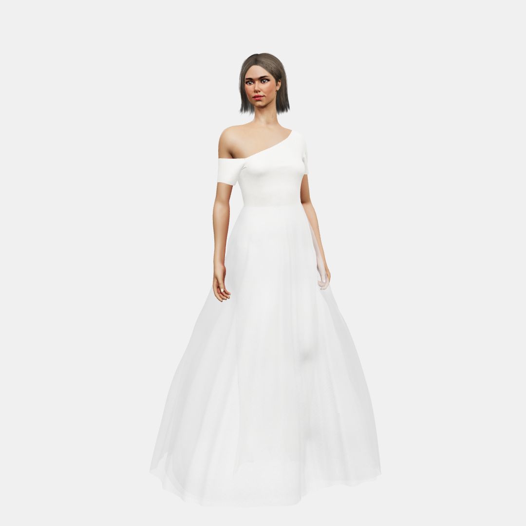 Assymetrical + A-lined tulle Matt Silk / Chiffon