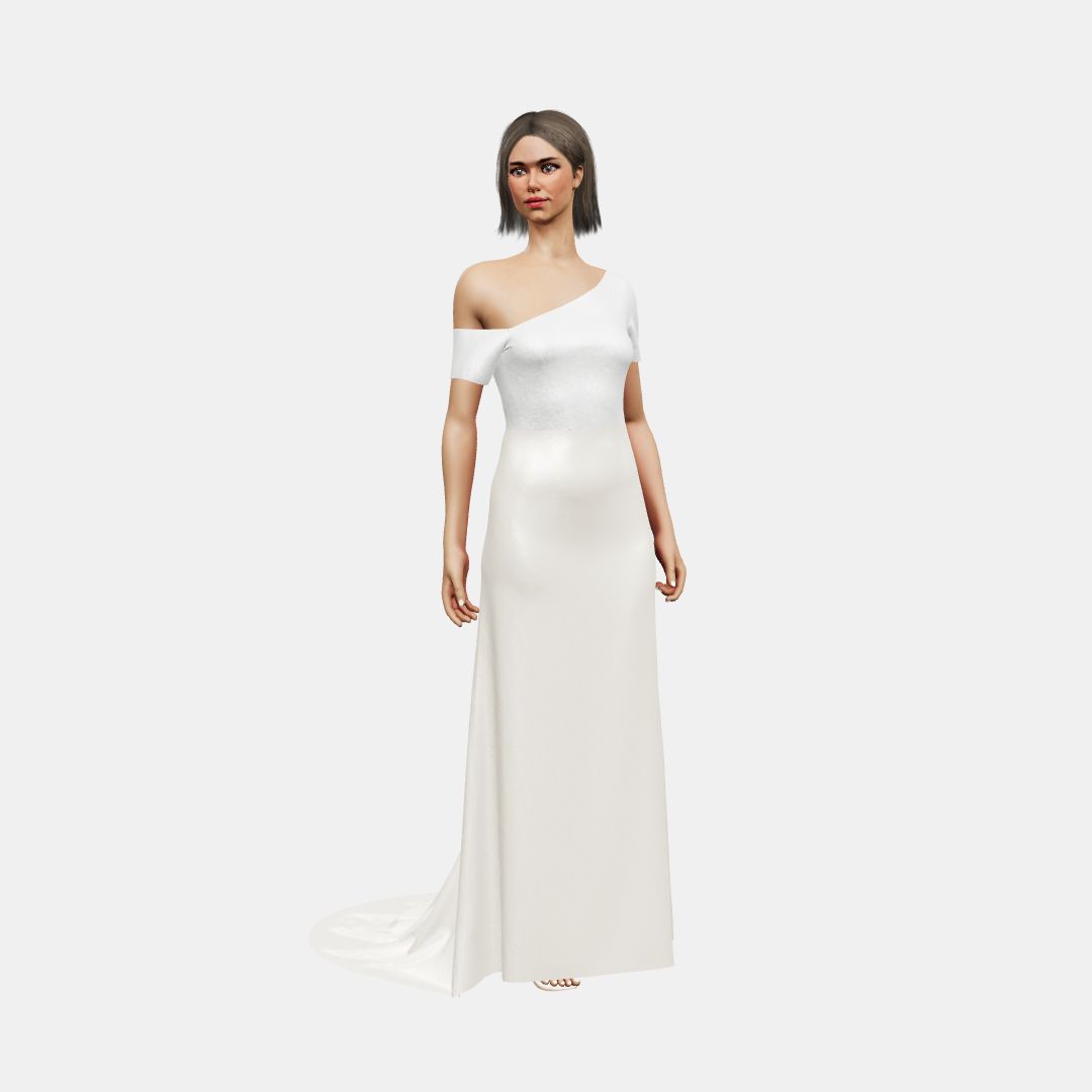 Assymetrical + column Shinny Charmeuse / Heavy Satin