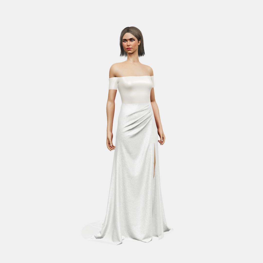 Off shoulder + draped Heavy Satin / Shinny Charmeuse