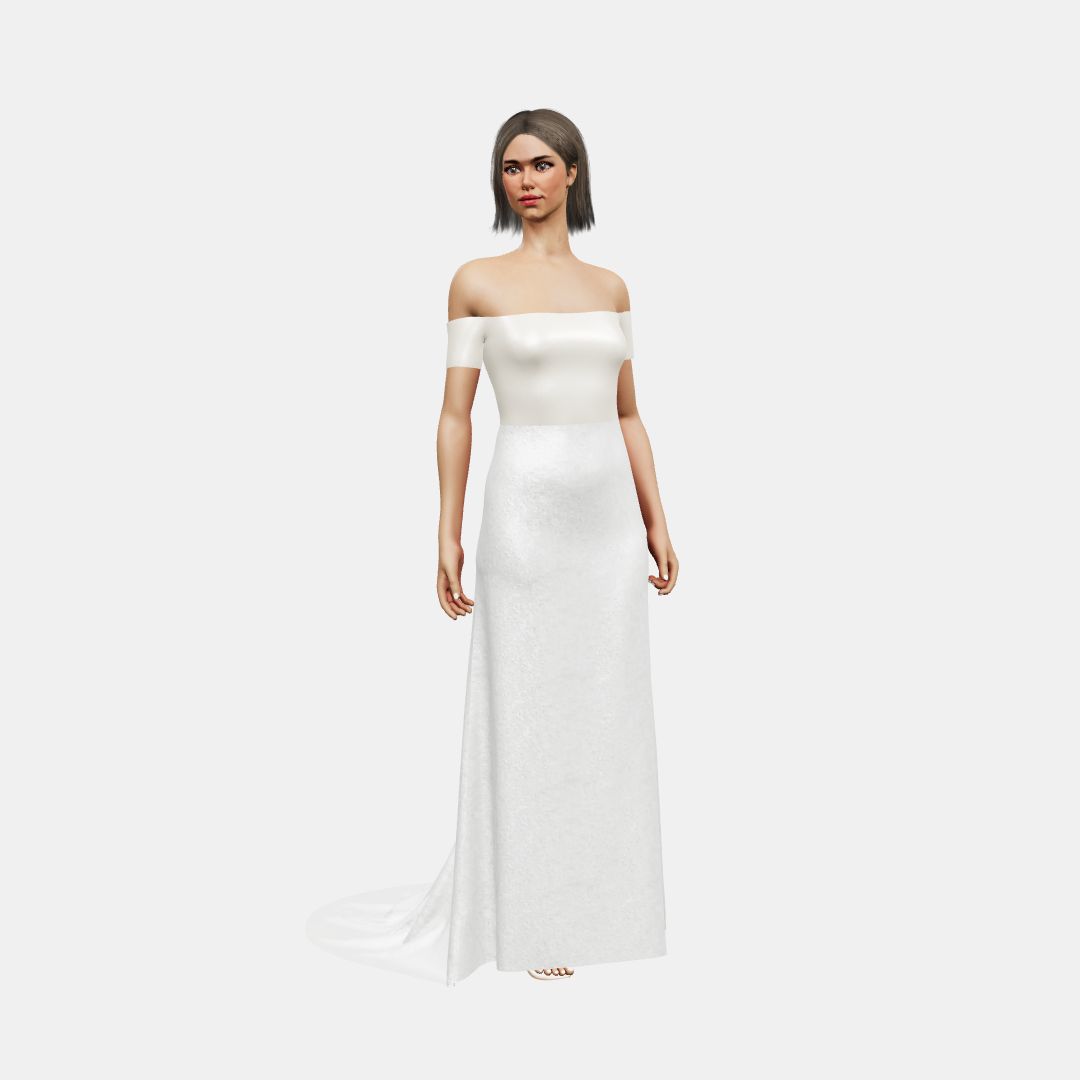 Off shoulder + column Heavy Satin / Shinny Charmeuse