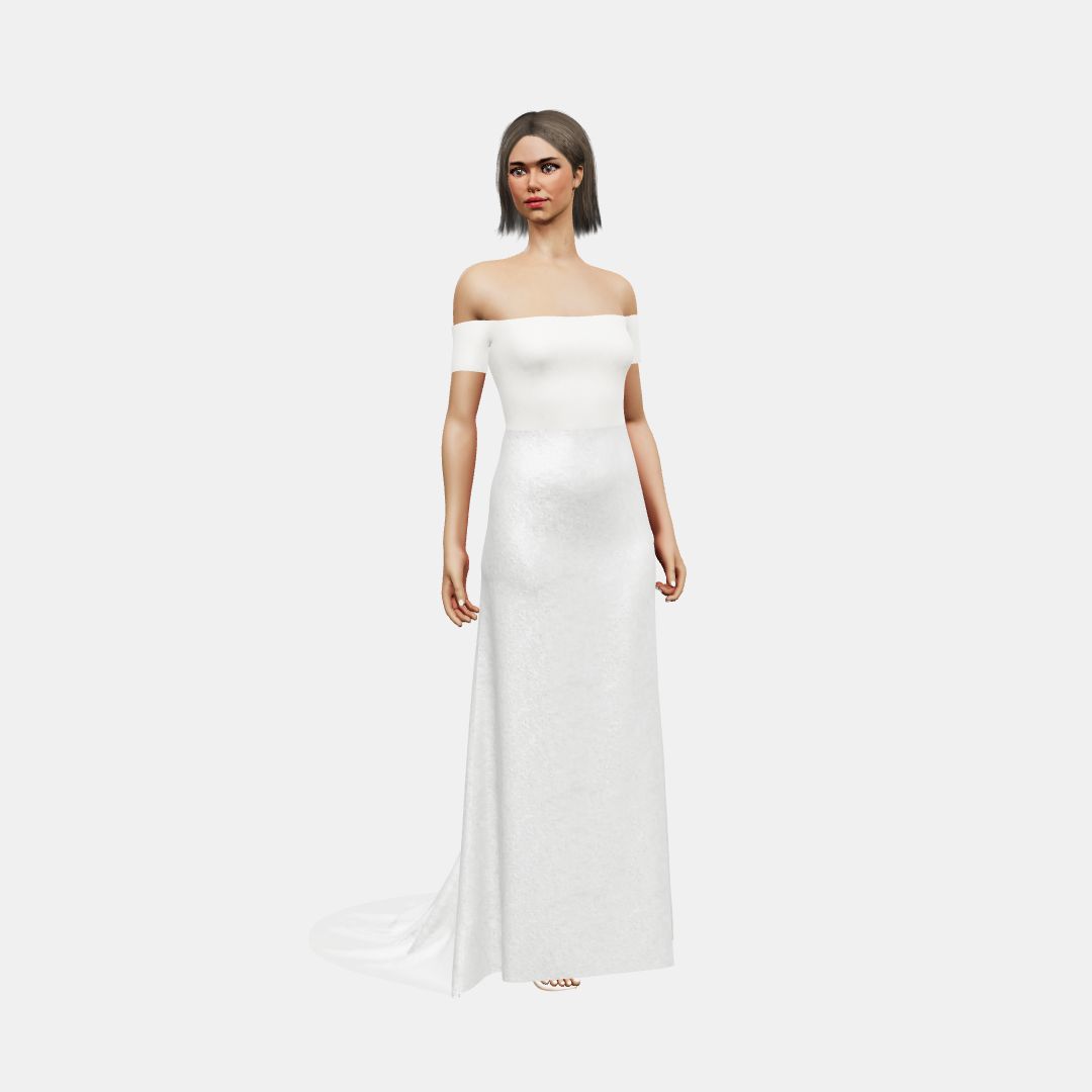 Off shoulder + column Matt Silk / Shinny Charmeuse