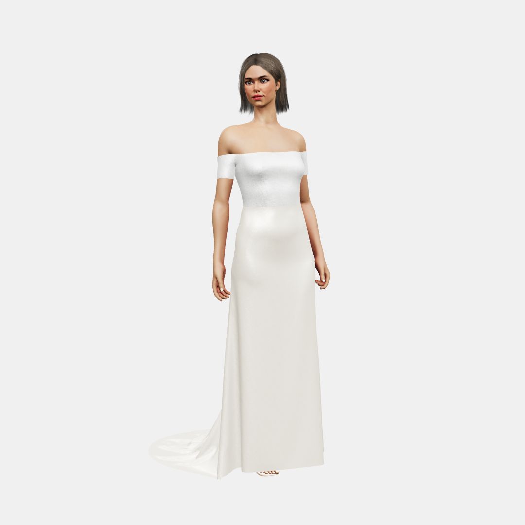 Off shoulder + column Shinny Charmeuse / Heavy Satin