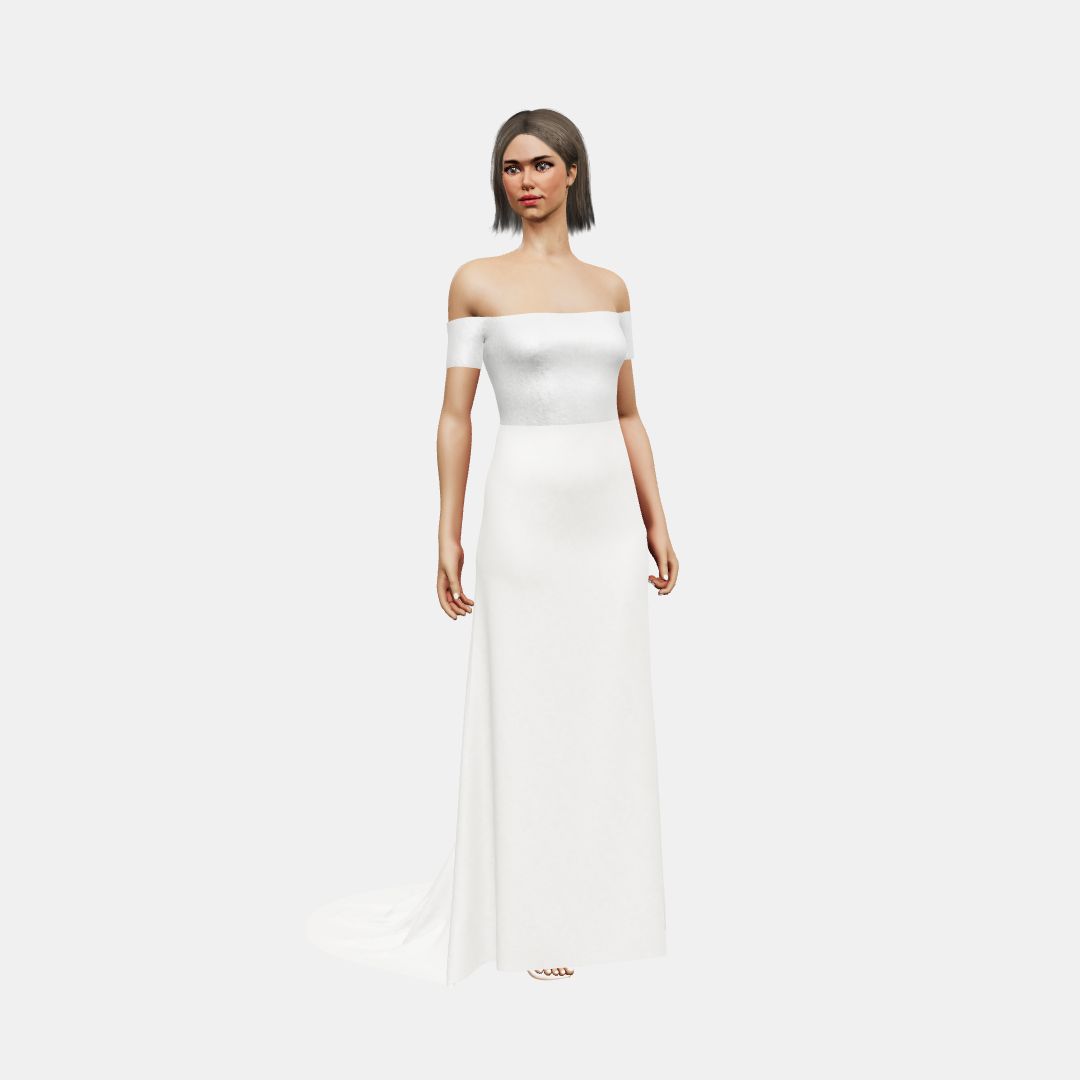 Off shoulder + column Shinny Charmeuse / Matt Silk