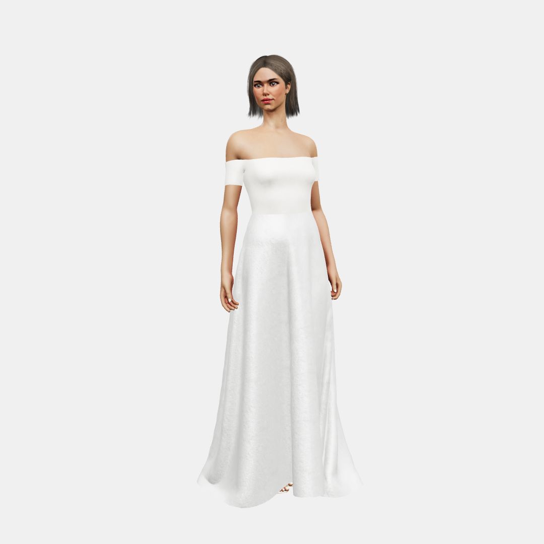 Off shoulder + A-lined Matt Silk / Shinny Charmeuse