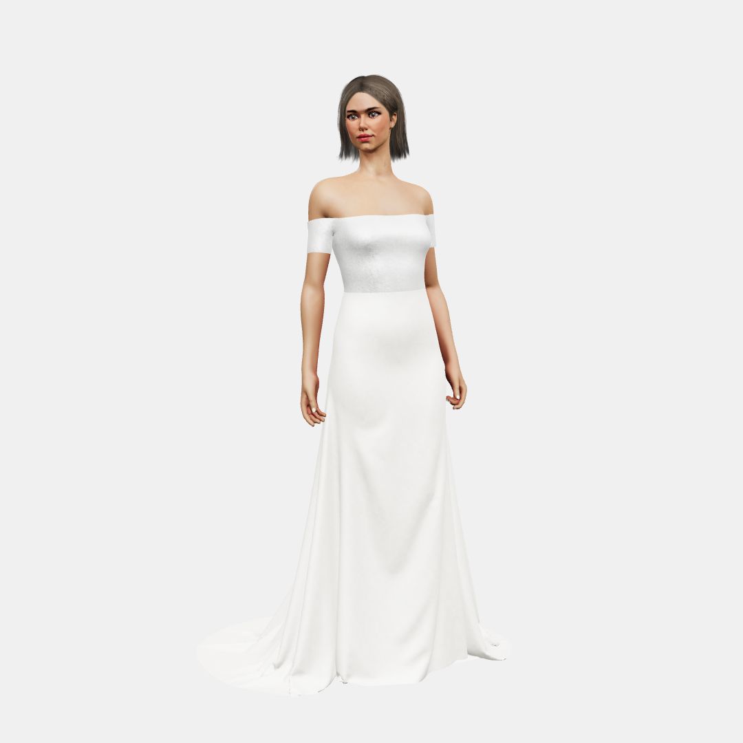 Off shoulder + fit and flair Shinny Charmeuse / Matt Silk