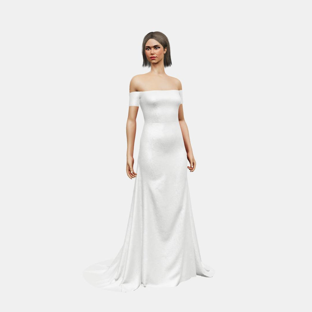 Off shoulder + fit and flair Shinny Charmeuse / Shinny Charmeuse