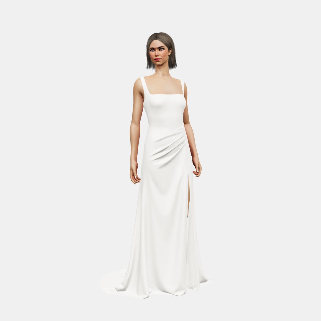 Square neck + draped Matt Silk / Matt Silk