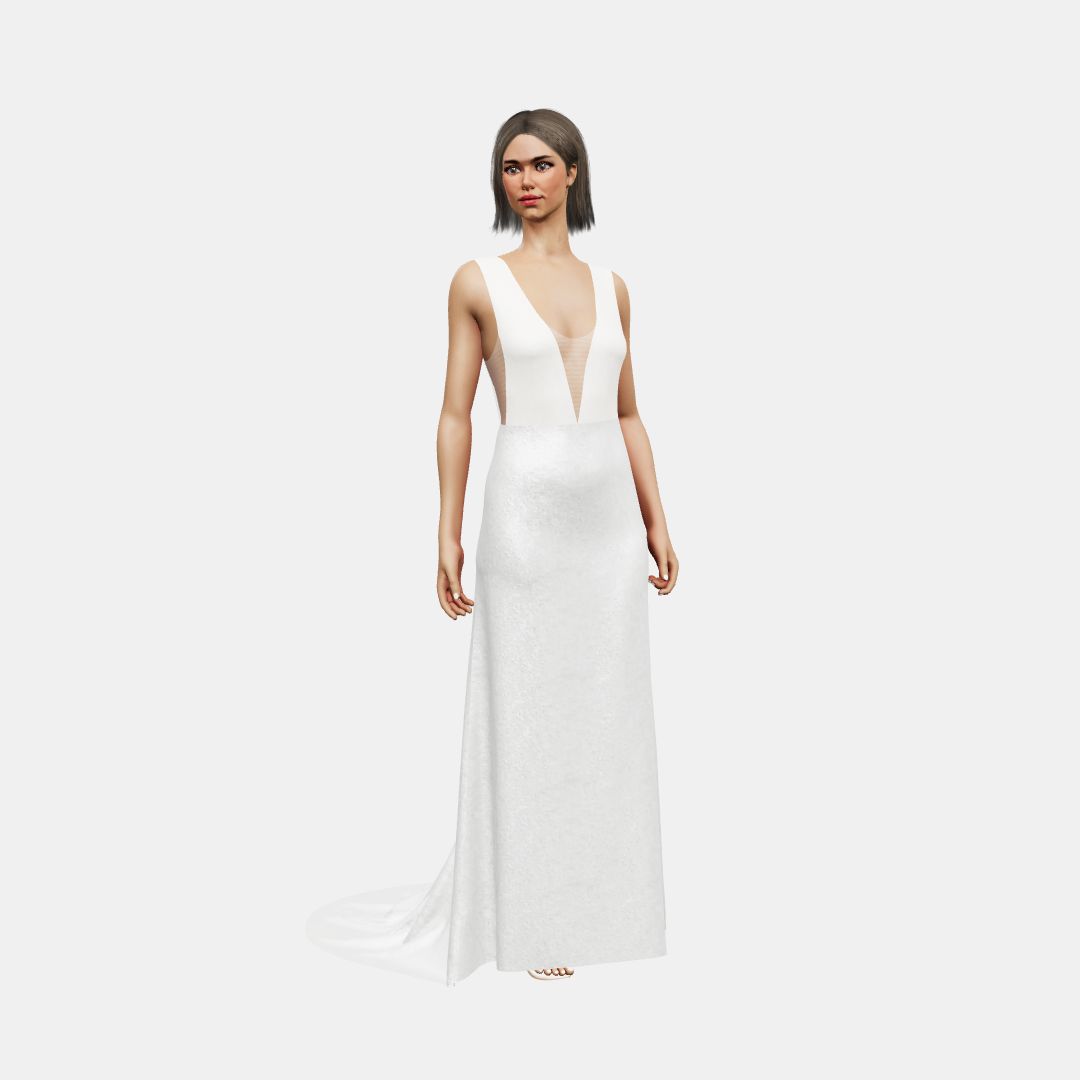 Deep V neck + column Matt Silk / Shinny Charmeuse