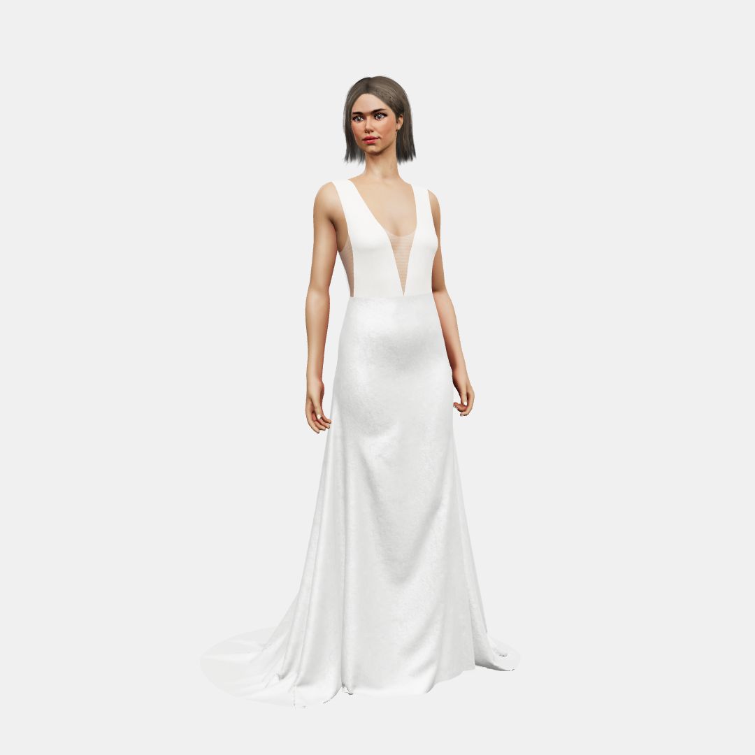 Deep V neck + fit and flair Matt Silk / Shinny Charmeuse