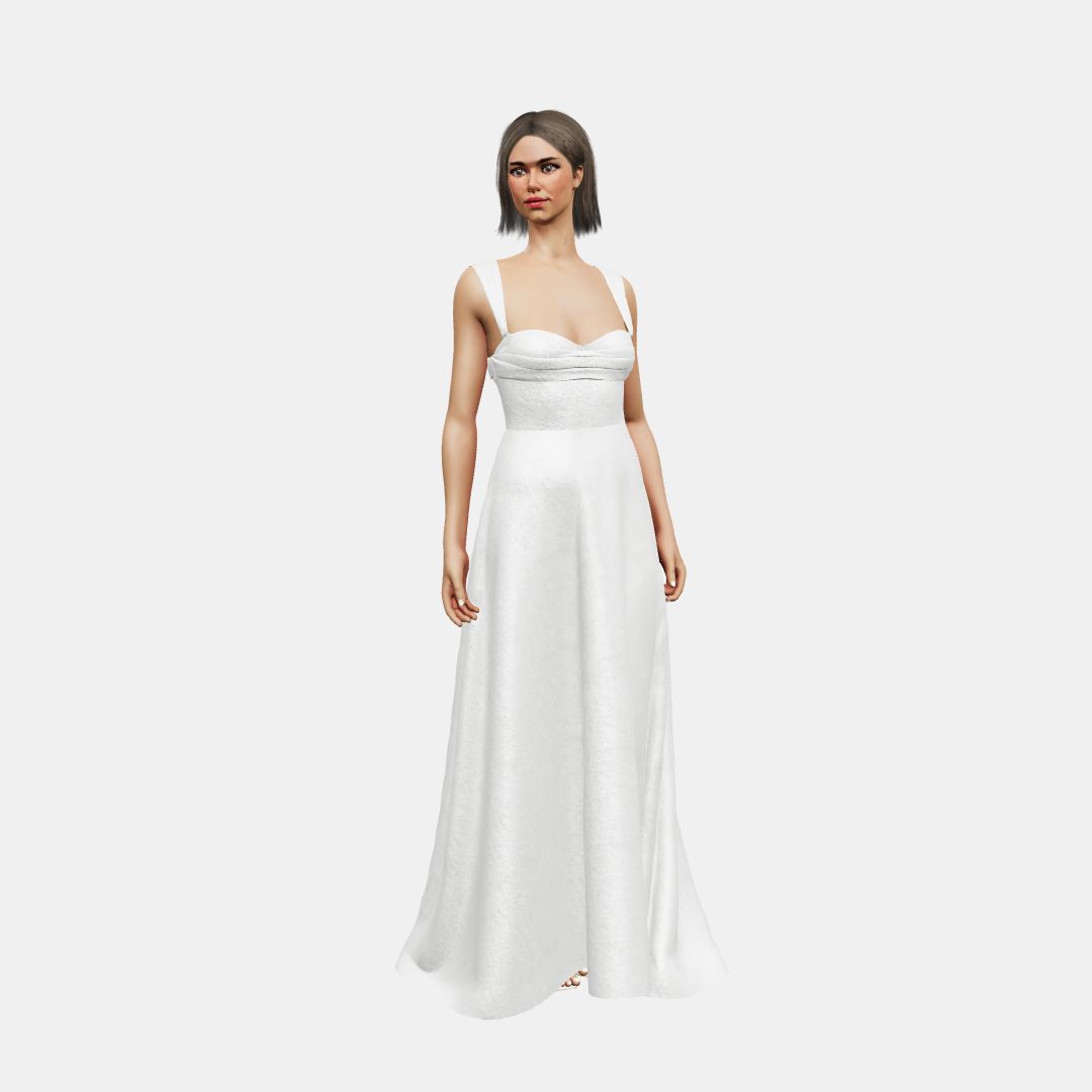 Bustier w/ drapping + A-lined Shinny Charmeuse / Shinny Charmeuse