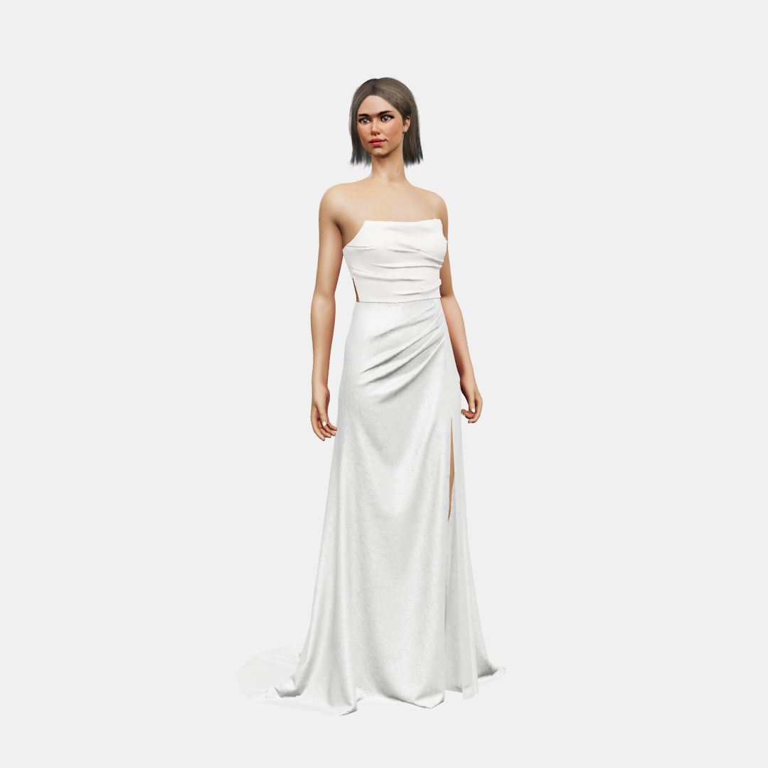 Draped bustier + draped Matt Silk / Shinny Charmeuse