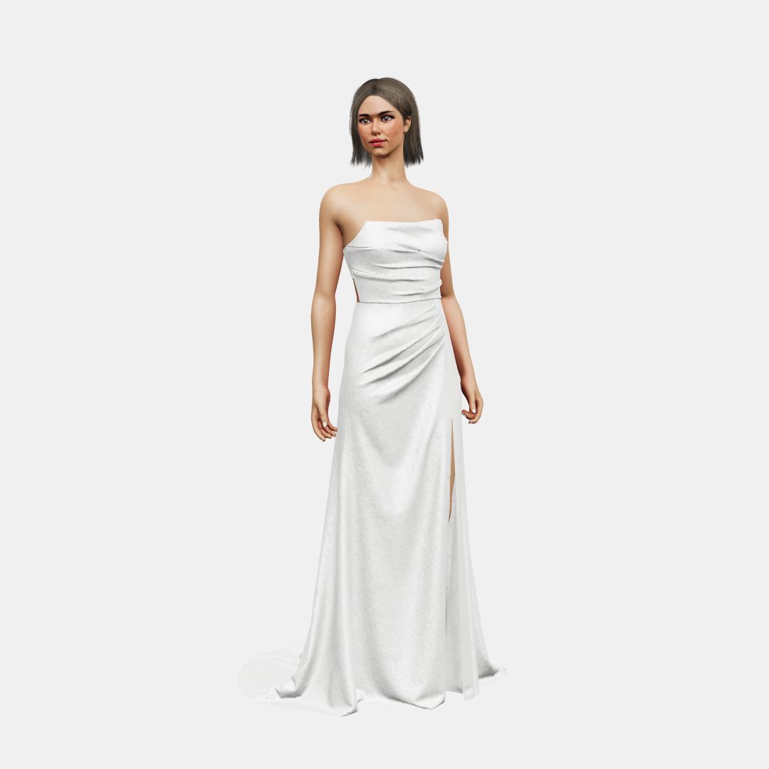 Draped bustier + draped Shinny Charmeuse / Shinny Charmeuse