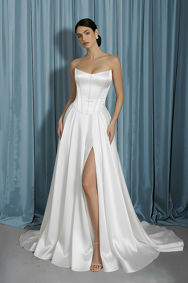 Scooped Bustier + A-Line With Slit