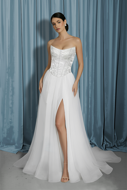 Scooped Bustier + A-Line With Slit