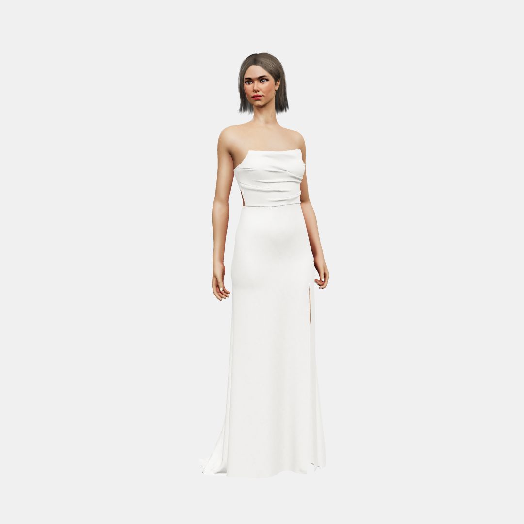 Draped bustier + column with slit Matt Silk / Matt Silk