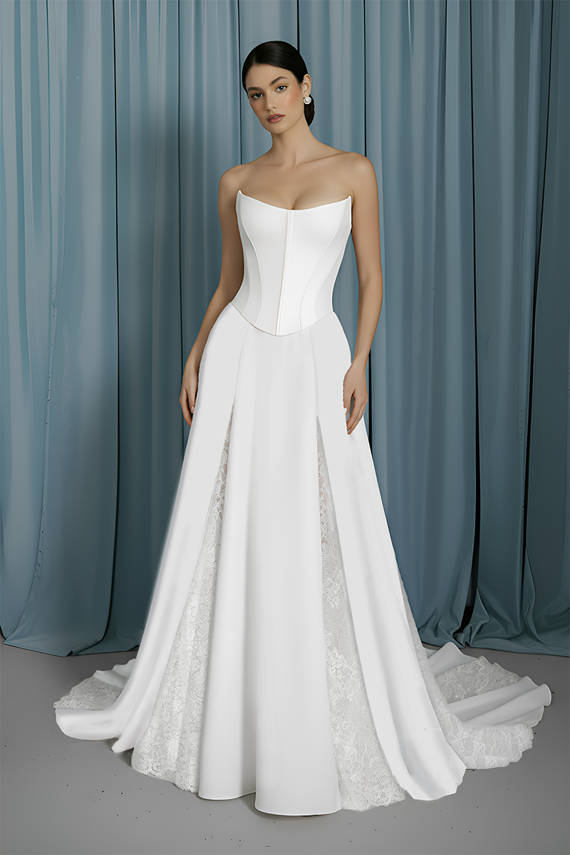 Scooped Bustier + A-Line W/ Godets