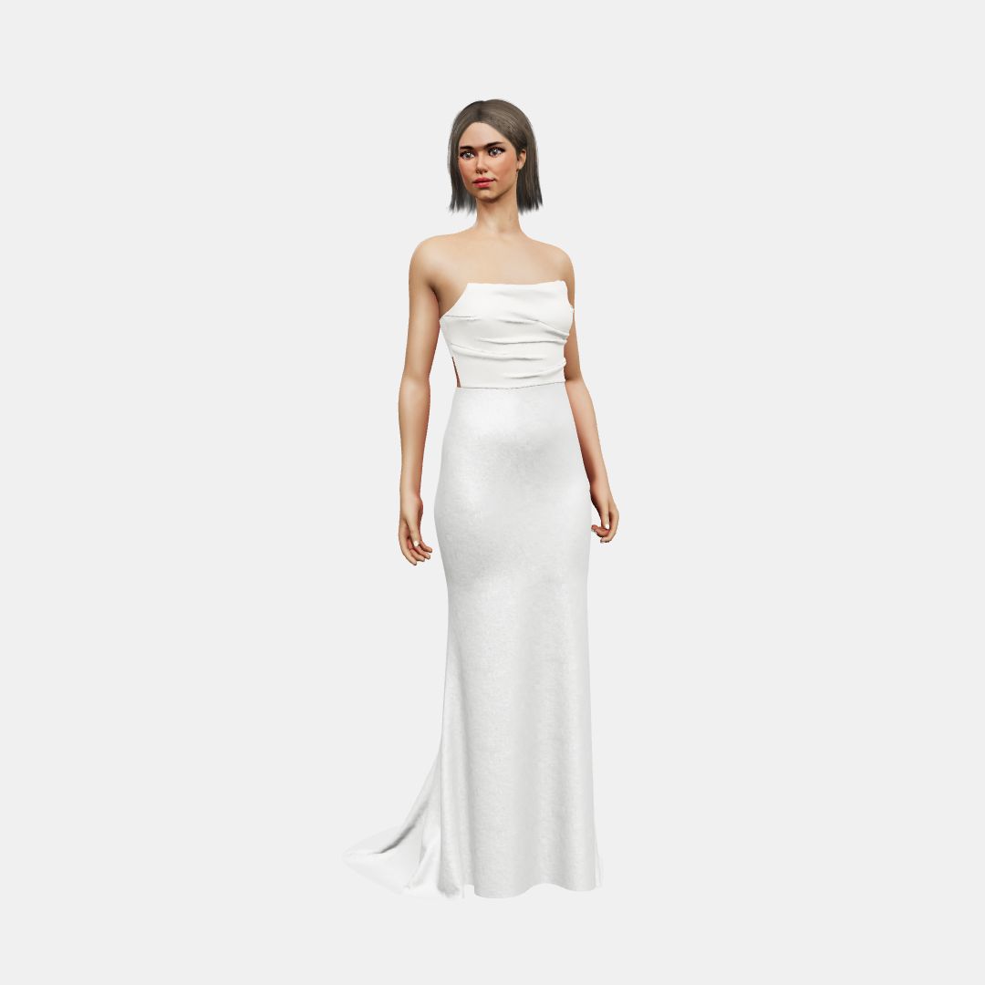 Draped bustier + trumpet Matt Silk / Shinny Charmeuse