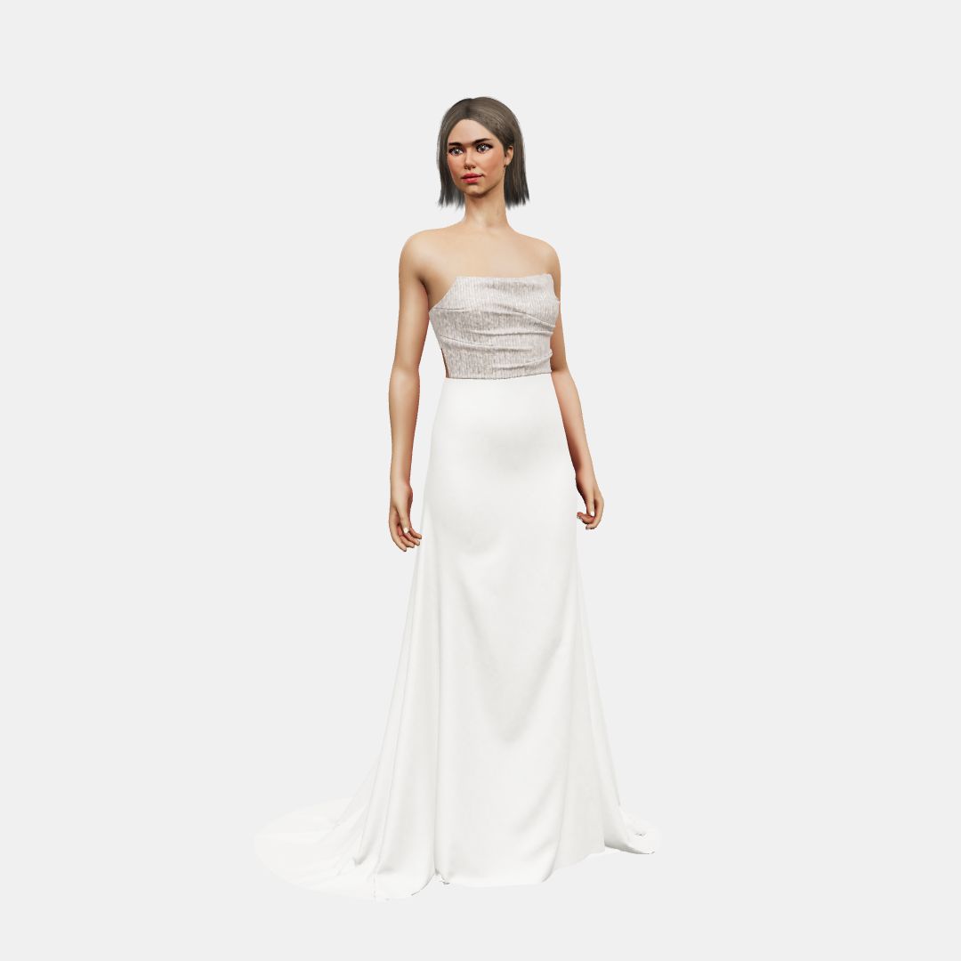 Draped bustier + fit and flair Beaded Sequin Tulle / Matt Silk