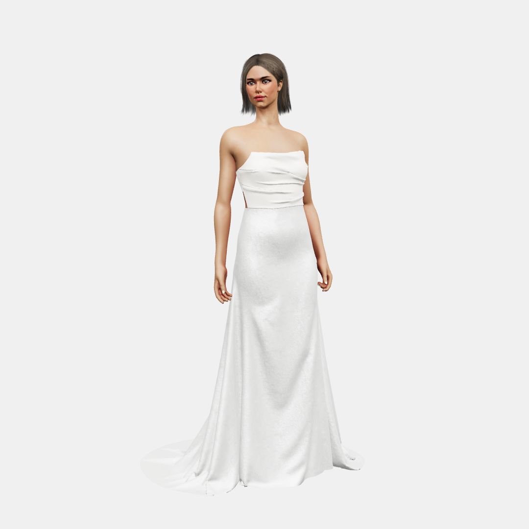 Draped bustier + fit and flair Matt Silk / Shinny Charmeuse