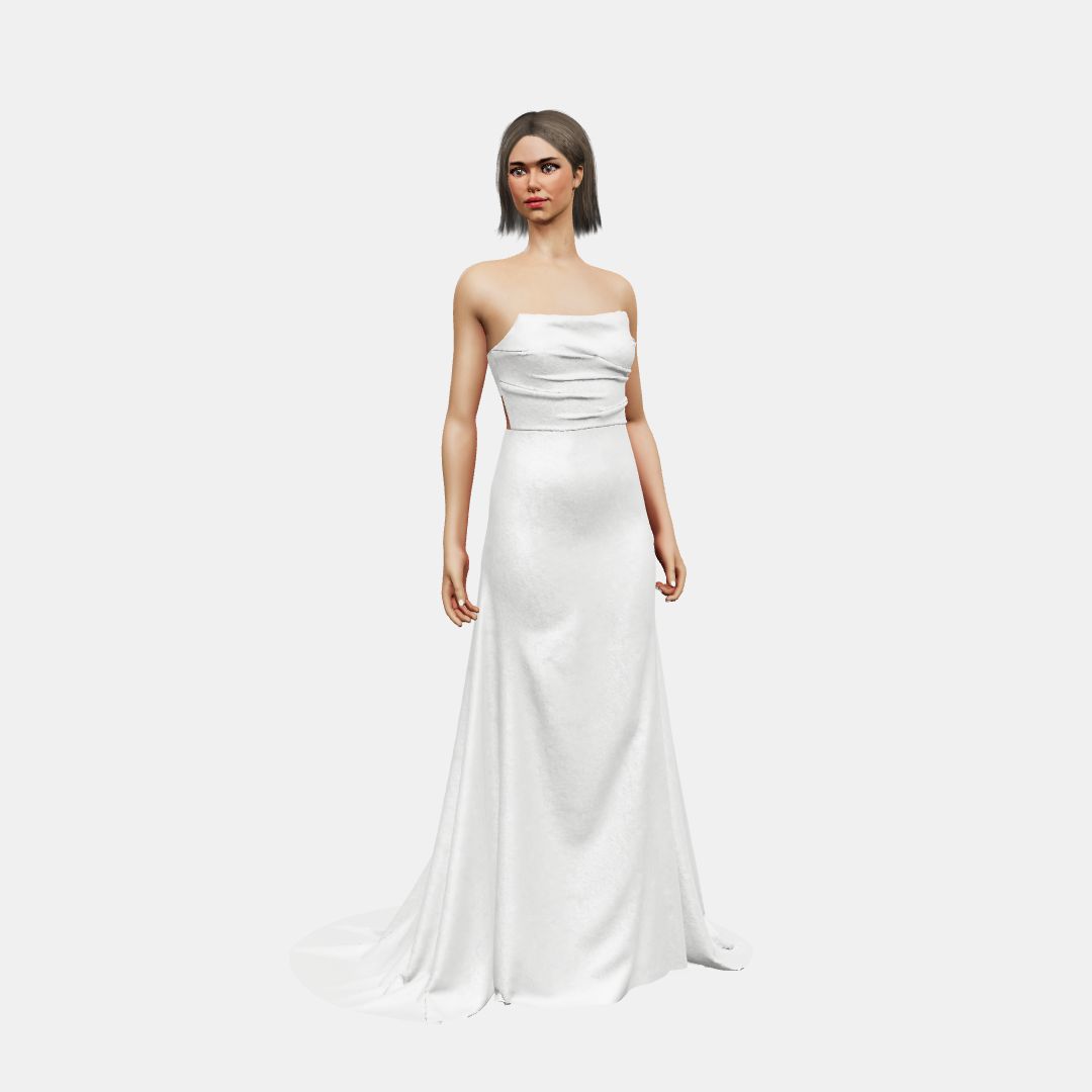 Draped bustier + fit and flair Shinny Charmeuse / Shinny Charmeuse