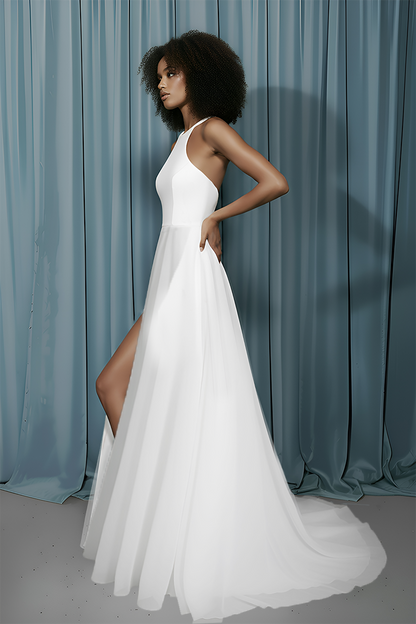Halter Neck + A-Line With Slit